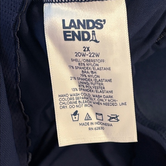 Land’s End Navy Square Neck Halter Swim Dress Swimsuit SZ 2X plus size vacay NWT - Picture 10 of 13